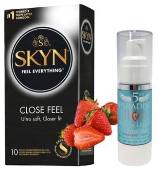 Набір з SKYN Close Feel (10 шт) + рідкий вібратор 5th Paradise Liquid Vibrator &mdash; Полуниця (30 мл) SOS9764 фото