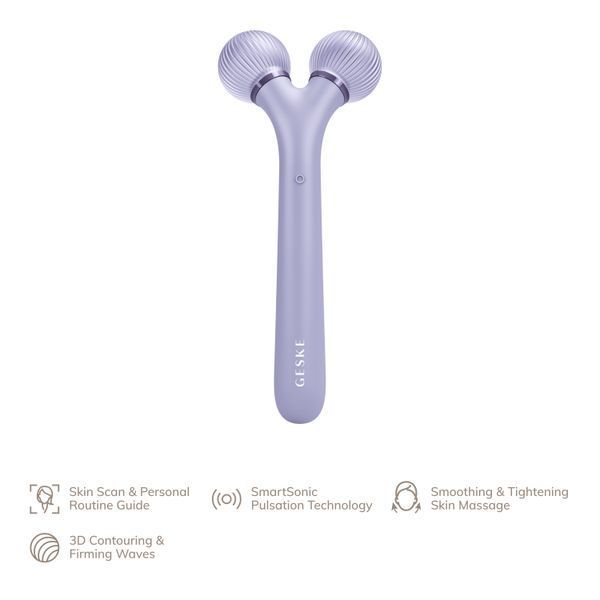 Електронний ультразвуковий ролик для обличчя GESKE Sonic Facial Roller 4в1 purple HB0178 фото