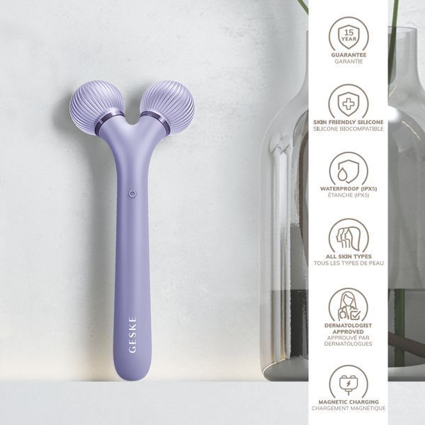 Електронний ультразвуковий ролик для обличчя GESKE Sonic Facial Roller 4в1 purple HB0178 фото
