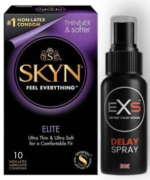 Набір з SKYN Elite 10 шт + Пролонгатор EXS Delay Spray &mdash; 50 мл SOS8896 фото