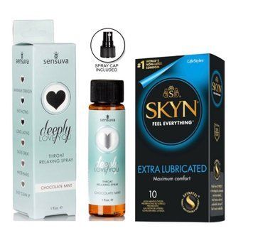 SKYN Extra Lube &mdash; 10 шт и Спрей Sensuva Deeply Love You Chocolate-Mint SOS887 фото