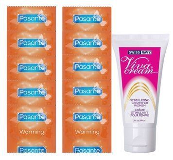 Комплект Pasante Warming 10 шт + Swiss Navy Viva Cream 59 мл SOS14267 фото