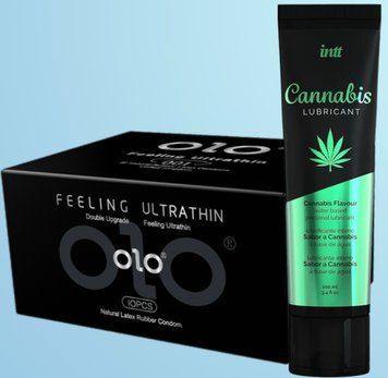 Набір OLO - ультратонкі -001 ( 10 штук) + Лубрикант Intt Cannabis (100 мл)  SOS4517 фото