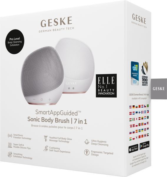 Ультразвукова щітка для тіла та інтенсивний пілінг GESKE Sonic Body Brush&Intensive Exfoliator 7в1 starlight HB0359 фото