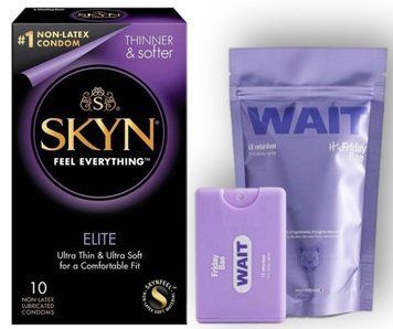 Набір з SKYN Elite 10 шт + Пролонгатор WAIT &mdash; Friday Bae Delay Spray, 10 мл SOS8897 фото