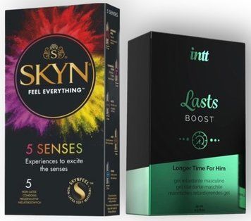 Набір з SKYN 5 Senses + Пролонгатор Intt Lasts (15 мл) SOS8855 фото