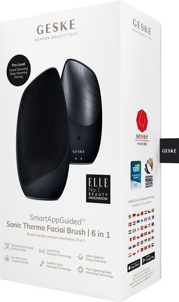 Электронная звуковая термо щетка для лица GESKE Sonic Thermo Facial Brush 6в1 black HB0080 фото