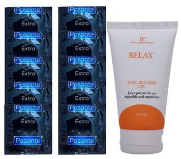 Комплект Pasante Extra Safe 10 шт + Doc Johnson RELAX Anal Relaxer (56 г) SOS14165 фото