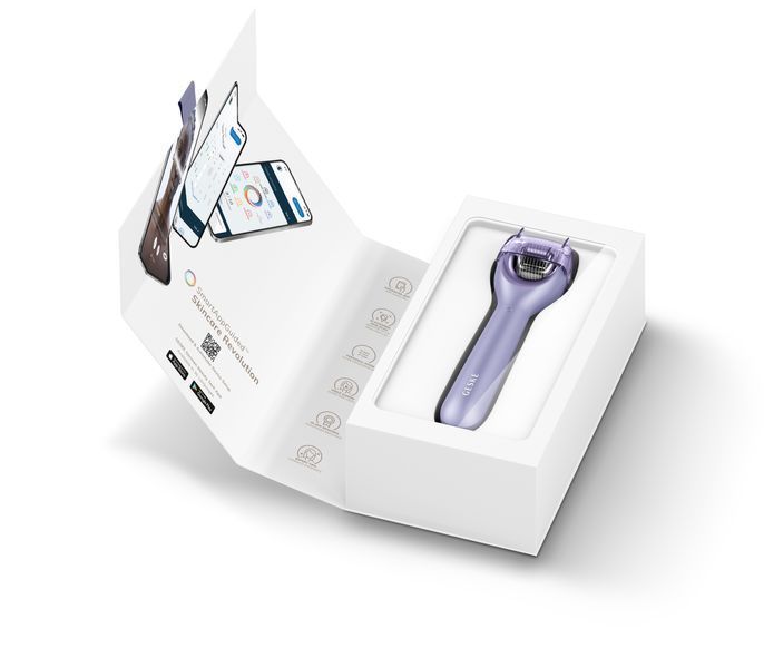 Електронний ролер для обличчя з мікроголками GESKE MicroNeedle Face Roller 9в1 purple HB0189 фото