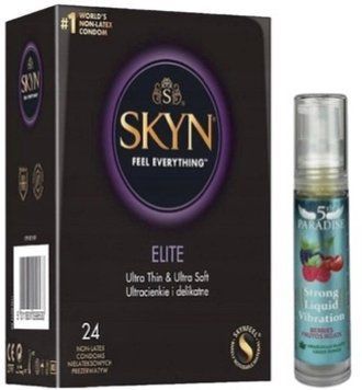 Набір з SKYN Elite (24 шт) + Рідкий вібратор 5th Paradise Liquid Vibrator &mdash; Червоні ягоди (10 мл) SOS10152 фото