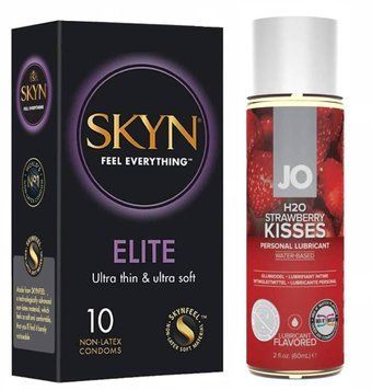 Набор SKYN Elite 10 шт и Лубрикант System JO H2O &mdash; STRAWBERRY KISS 60 ml SOS161 фото