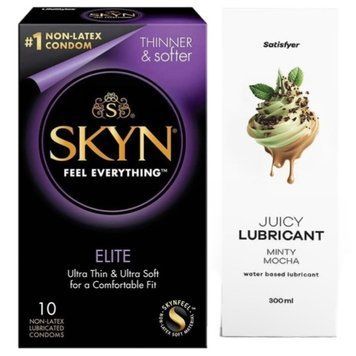 Набор Лубрикант Satisfyer Minty Mocha 300мл + SKYN Elite 10 шт. SOS12819 фото
