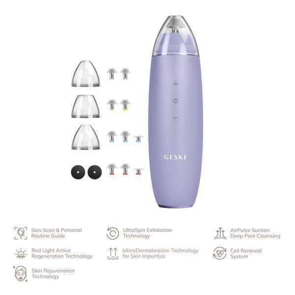 Микродермабразионное устройство для удаления черных точек GESKE MicroDermabrasion Blackhead Remover 7в1 purple HB0572 фото