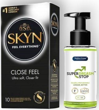 Набір з SKYN Close Feel (10 шт) + Пролонгатор Medica‑Group Super Orgasm Stop Gel 150 ML SOS8951 фото