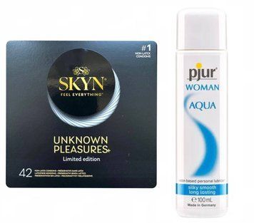 Набір SKYN Unknown Pleasures+ 42 шт та Лубрикант Pjur Woman Aqua 100 мл SOS118 фото