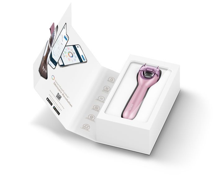 Електронний ролер для обличчя з мікроголками GESKE MicroNeedle Face Roller 9в1 pink HB0192 фото