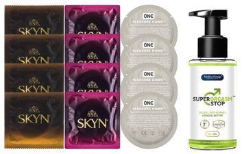 Комплект: Пролонгатор Super Orgasm Stop Гель (150 мл) + 8 шт SKYN + 4 шт 𝐎𝐍𝐄 𝐏𝐥𝐞𝐚𝐬𝐮𝐫𝐞 𝐃𝐨𝐦𝐞 SOS10777 фото