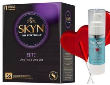 Набір з SKYN Elite 36 шт + Рідкий вібратор 5th Paradise Liquid Vibrator &mdash; Льодяник (30 мл) SOS10249 фото