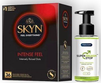 Набір з SKYN Intense Feel (36 шт) + Пролонгатор Medica‑Group Super Orgasm Stop Gel 150 ML SOS8952 фото