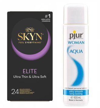 Набір SKYN Elite 24 шт та Лубрикант Pjur Woman Aqua 100 мл SOS120 фото