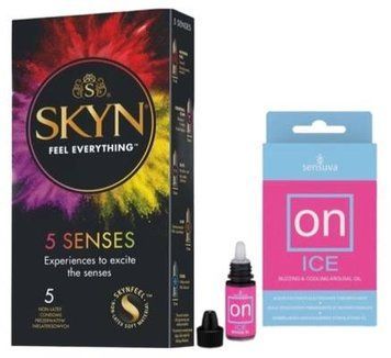 Набір з SKYN 5 Senses + Збуджувальні краплі для клітора Sensuva &ndash; ON Arousal Oil for Her Ice (5 мл) SOS9638 фото