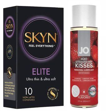 Комплект: SKYN Elite 10 шт. + Лубрикант System JO &mdash; Strawberry Kiss (60 мл) SOS11722 фото