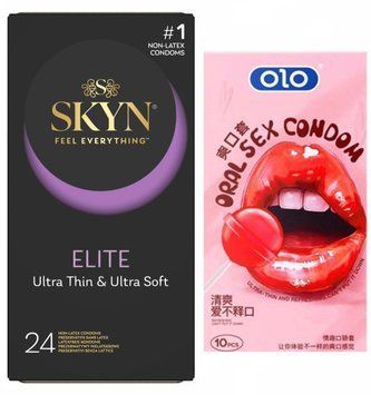 Skyn Elite 24 штук ультратонкі + 10 штук OLO Oral Candy ( полуниця ) SOS38 фото