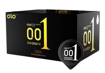 OLO 0.01 jelly box condoms black, зі збільшеною кількістю лубриканту 10 шт OL60 фото