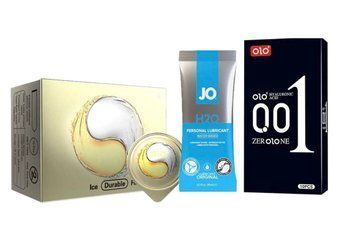OLO Ice Durable Fire (10 шт) , OLO Black 001 (10 шт) и Лубрикант System JO H2O &mdash; ORIGINAL (10 мл) в подарок SOS999 фото