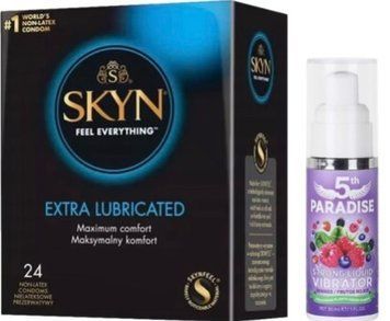 Набір з SKYN Extra Lube (24 шт) + Рідкий вібратор 5th Paradise Liquid Vibrator &mdash; Червоні ягоди (30 мл) SOS10063 фото