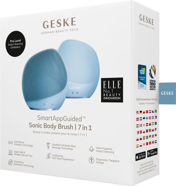 Ультразвукова щітка для тіла та інтенсивний пілінг GESKE Sonic Body Brush&Intensive Exfoliator 7в1 aquamarine HB0351 фото