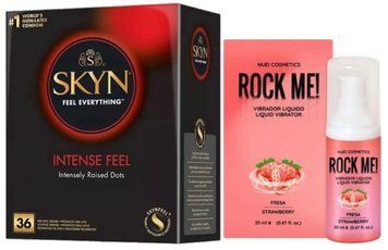 Набір з SKYN Intense Feel (36 шт) + Рідкий вібратор ROCK ME! Strawberry (20 мл) SOS9845 фото