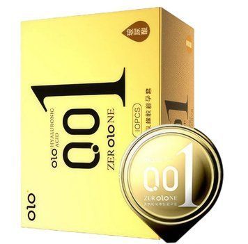 OLO 0.01 jelly box condoms gold, пролонгуючі з точковим рельєфом 10 шт OL61 фото