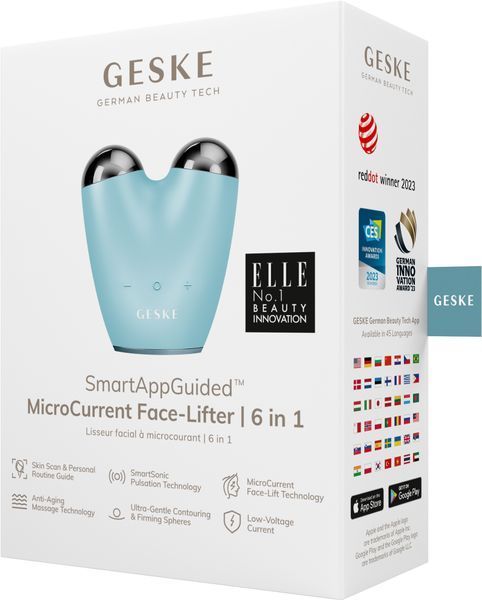 Мікрострумовий підтягувач обличчя GESKE MicroCurrent Face-Lifter 6в1 turquoise HB0136 фото