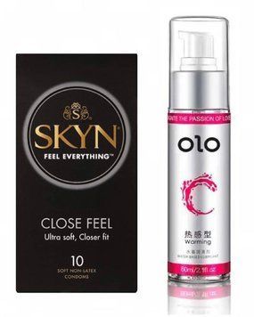 Набір SKYN Close Feel 10 шт та Лубрикант OLO зігріваючий 60 мл SOS124 фото