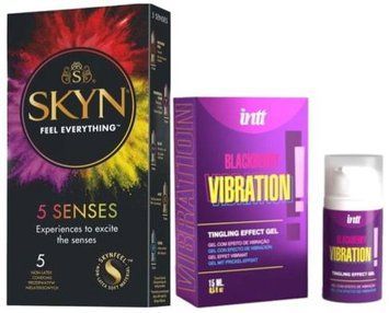 Набір з SKYN 5 Senses + Рідкий вібратор Intt Vibration Blackberry (15 мл) зі смаком ожини SOS9634 фото