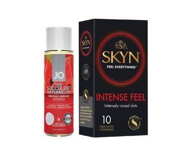 SKYN Intense Feel &mdash; 10 шт и Лубрикант System JO H2O &mdash; WATERMELON (арбуз, 60 мл) SOS861 фото