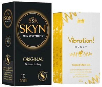 Набір з SKYN Original (10 шт) + Рідкий вібратор Intt Vibration Honey (15 мл) SOS9894 фото