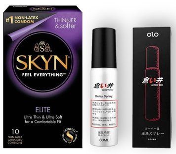 Набір з SKYN Elite 10 шт + Пролонгатор OLO Пролонгатор 30 мл Satisfy Well SOS8907 фото