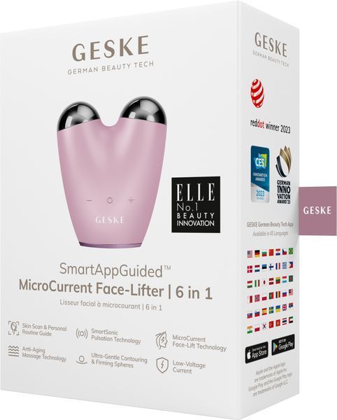 Микротоковый подтягиватель лица GESKE MicroCurrent Face-Lifter 6в1 pink HB0137 фото