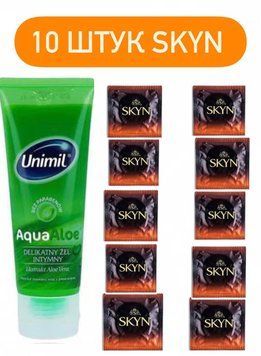 SKYN Warming 10 шт та Лубрикант Unimil Aqua Aloe 80 мл SOS522 фото