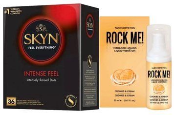 Набір з SKYN Intense Feel (36 шт) + Рідкий вібратор ROCK ME! Cookie & Cream (20 мл) від Nuei SOS9843 фото