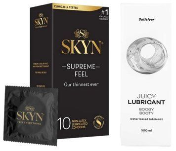 Набор Лубрикант Satisfyer Boogy Booty 300 мл + Skyn ​​Supreme Feel 10 шт. SOS12728 фото