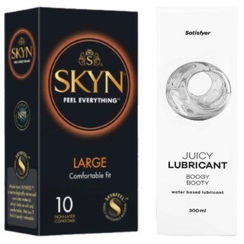 Набор Лубрикант Satisfyer Boogy Booty 300мл + SKYN Large 10 шт. SOS12729 фото