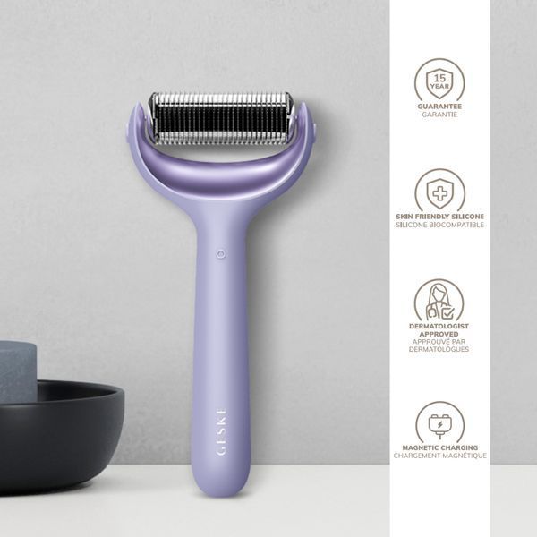Електронний ролер для обличчя та тіла з мікроголками GESKE MicroNeedle Face&Body Roller 8в1 purple HB0200 фото