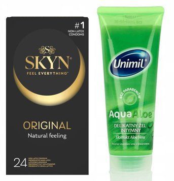 SKYN ORIGINAL 24 шт + подарунок - Лубрикант Unimil Aqua Aloe 80 мл SOS474 фото