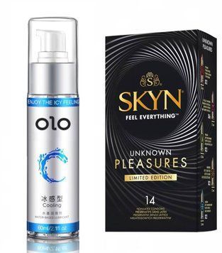 Skyn Unknown Pleasures+ 14 шт та Лубрикант OLO охолоджуючий (60 мл) SOS425 фото