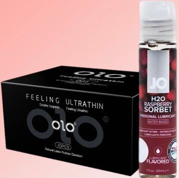 Набір OLO - ультратонкі -001 ( 10 штук) + Лубрикант System JO &mdash; Raspberry Sorbet (30 мл) SOS4555 фото