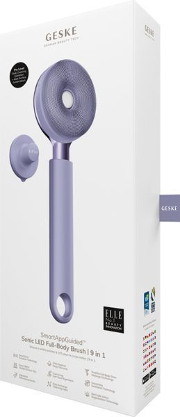 Звукова світлодіодна щітка для всього тіла GESKE Sonic LED Full-Body Brush&Intensive Exfoliator 9в1 purple HB0391 фото