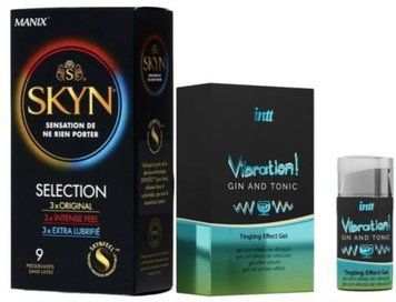 Набір з SKYN Selection (9 шт) + Рідкий вібратор Intt Vibration Gin Tonic (15 мл) SOS9688 фото